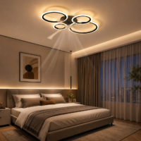 Lustra LED cu ventilator 66W Rings 4 Negru