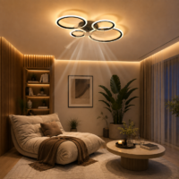 Lustra LED cu ventilator 66W Rings 4 Negru