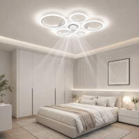 Lustra LED cu ventilator 66W Rings 5 Alb