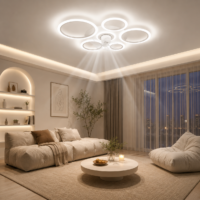 Lustra LED cu ventilator 66W Rings 5 Alb