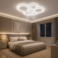 Lustra LED cu ventilator 66W Rings 5 Alb