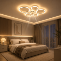 Lustra LED cu ventilator 66W Rings 5 Alb