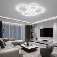 Lustra LED cu ventilator 66W Rings 5 Alb