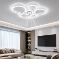 Lustra LED cu ventilator 66W Rings 5 Alb