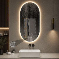 Oglinda LED Ovala, Rama Aurie, 50x100 cm, LDP5010 RF