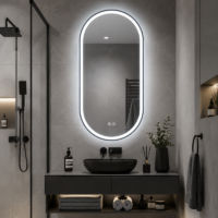 Oglinda LED Ovala, Rama Neagra, 50x100 cm, LDP5010 RF