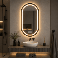 Oglinda LED Ovala, Rama Neagra, 50x100 cm, LDP5010 RF
