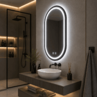 Oglinda LED Ovala, Rama Neagra, 50x100 cm, LDP5010 RF