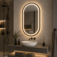 Oglinda LED Ovala, Rama Neagra, 50x100 cm, LDP5010 RF