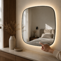 Oglinda LED Rama Neagra, 80x80, LDP9078BK RF
