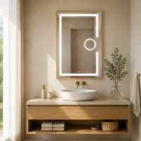 Oglinda LED baie, Lupa, Rama Aurie, 60x80 cm, LDPYG6080 RF
