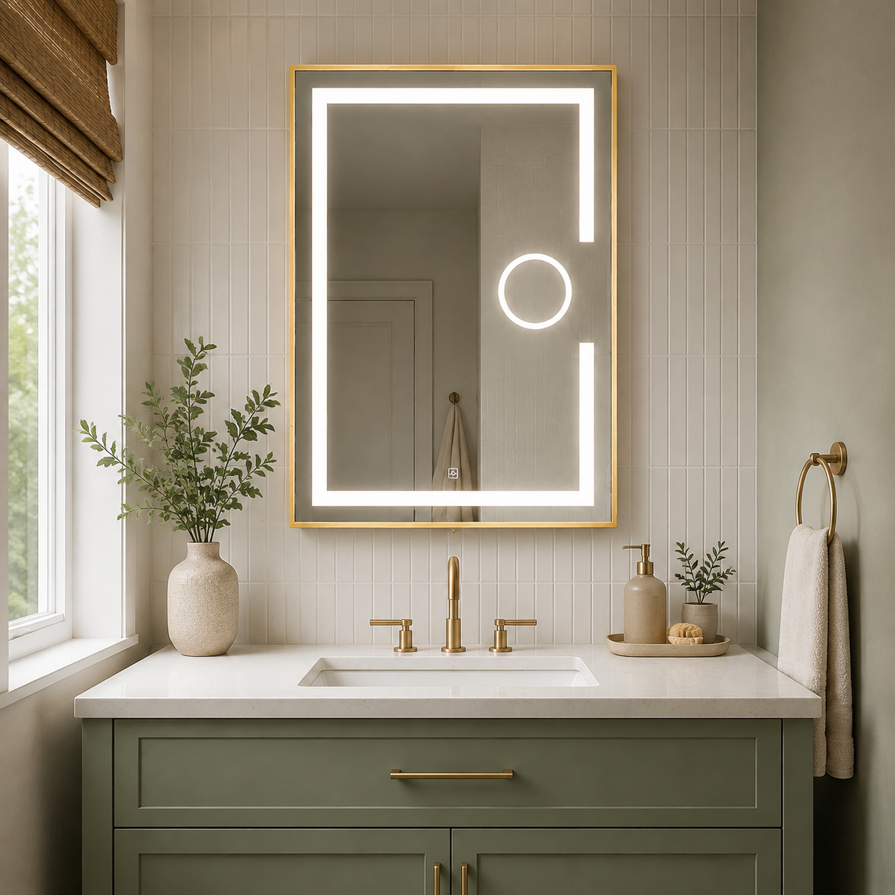 Oglinda LED baie, Lupa, Rama Aurie, 60x80 cm, LDPYG6080 RF Oglinda LED baie, Lupa, Rama Aurie, 60x80 cm, LDPYG6080 RF