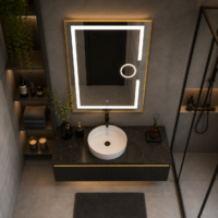 Oglinda LED baie, Lupa, Rama Aurie, 60x80 cm, LDPYG6080 RF