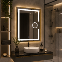Oglinda LED baie, Lupa, Rama Aurie, 60x80 cm, LDPYG6080 RF