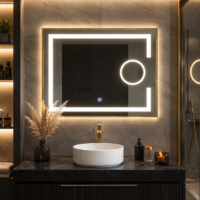 Oglinda LED baie, Lupa, Rama Aurie, 80x60 cm, LDPYG8060 RF