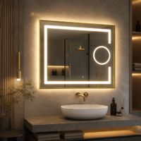 Oglinda LED baie, Lupa, Rama Aurie, 80x60 cm, LDPYG8060 RF