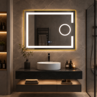 Oglinda LED baie, Lupa, Rama Aurie, 80x60 cm, LDPYG8060 RF