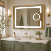 Oglinda LED baie, Lupa, Rama Aurie, 80x60 cm, LDPYG8060 RF