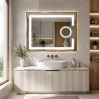 Oglinda LED baie, Lupa, Rama Aurie, 80x60 cm, LDPYG8060 RF