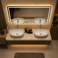Oglinda LED baie Rama Aurie, 150x80 cm, LDP1580 RF