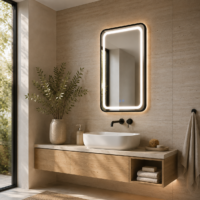 Oglinda LED baie Rama Neagra, 70x90 cm, LDP7090 RF