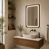 Oglinda LED baie Rama Neagra, 50x70 cm, LDP5070 RF