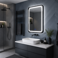 Oglinda LED baie Rama Neagra, 60x80 cm, LDP6080 RF