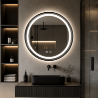 Oglinda LED baie Rotunda, Negru, 60 cm LDPAB60 RF