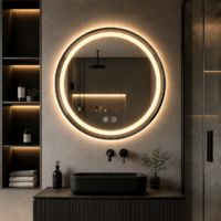 Oglinda LED baie Rotunda, Negru, 60 cm LDPAB60 RF