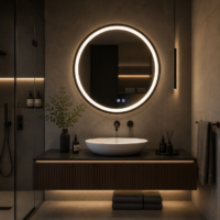 Oglinda LED baie Rotunda, Negru, 70 cm LDPAB70 RF
