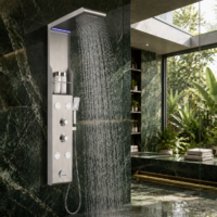 Panou Dus Argintiu Periat, Hidromasaj, LED, 5503RF