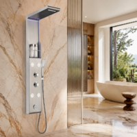 Panou Dus Argintiu Periat, Hidromasaj, LED, 5503RF