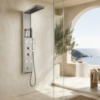 Panou Dus Argintiu Periat, Hidromasaj, LED, 5503RF
