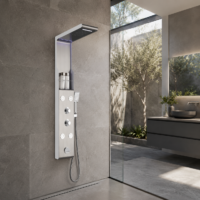 Panou Dus Argintiu Periat, Hidromasaj, LED, 5503RF