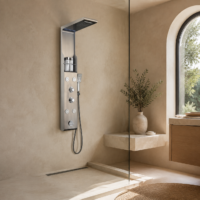 Panou Dus Argintiu Periat, Hidromasaj, LED, 5503RF