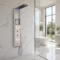 Panou Dus Argintiu Periat, Hidromasaj, LED, 5503RF