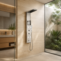 Panou Dus Argintiu Periat, Hidromasaj, LED, 5503RF