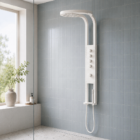 Panou Dus Deluxe Alb, Hidromasaj, LED, 5967RF