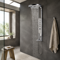 Panou Dus Deluxe Argintiu, Hidromasaj, LED, 5967RF