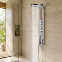 Panou Dus Deluxe Argintiu, Hidromasaj, LED, 5967RF