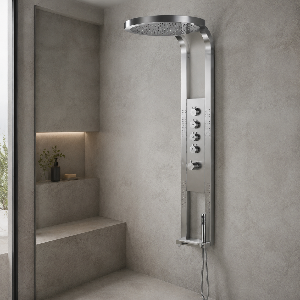 Panou Dus Deluxe Argintiu, Hidromasaj, LED, 5967RF Panou Dus Deluxe Argintiu, Hidromasaj, LED, 5967RF