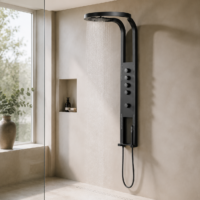 Panou Dus Deluxe Negru, Hidromasaj, LED, 5967RF