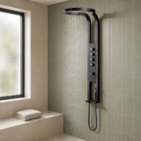 Panou Dus Deluxe Negru, Hidromasaj, LED, 5967RF