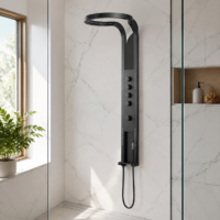Panou Dus Deluxe Negru, Hidromasaj, LED, 5967RF