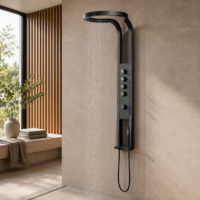 Panou Dus Deluxe Negru, Hidromasaj, LED, 5967RF