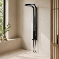Panou Dus Deluxe Negru, Hidromasaj, LED, 5967RF
