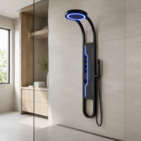 Panou Dus Futurist Negru, Hidromasaj, LED, 6001RF