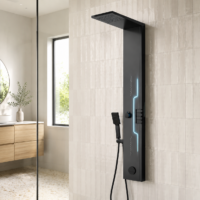 Panou Dus Futurist Negru Mat, Hidromasaj, LED, 5973-2RF