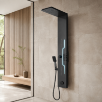 Panou Dus Futurist Negru Mat, Hidromasaj, LED, 5973-2RF