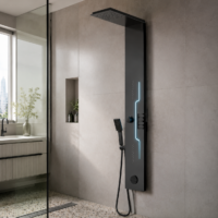 Panou Dus Futurist Negru Mat, Hidromasaj, LED, 5973-2RF